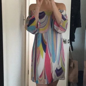 Multi colored off the shoulder Trink Turk dress